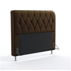 Imagem de Cabeceira Estofada Sirius 140 Para Cama de Casal Sued Marrom Aradecor