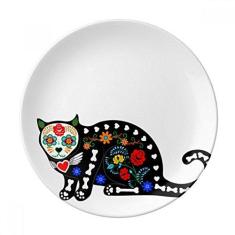 Imagem de Prato de sobremesa de porcelana decorativa para Halloween com flor de gato , 20,32 cm, jantar em casa