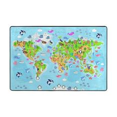 Imagem de Dream Bay Tapete infantil macio com mapa do mundo, tapete antiderrapante para sala de jogos e berçário – 203 x 147 cm