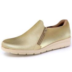 Imagem de Tênis Casual Feminino Zíper Ouro Light Usaflex MM1801