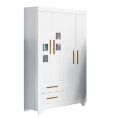 Imagem de Guarda Roupa Roupeiro Infantil Fly 4 Portas 2 Gavetas Tigus Baby Branco