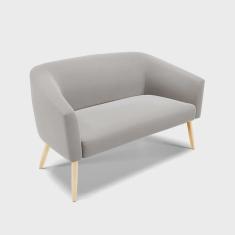 Imagem de Namoradeira 02 Lugares Stella Veludo Cinza Pés Palito Natural - D'Rossi