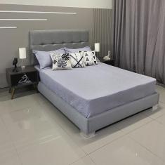 Imagem de Cama Tradicional Estofada Berlim Linho Cinza rbl King 1,95 X 2,05