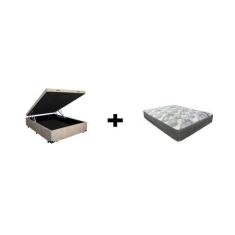 Imagem de Cama Box Baú Casal 138 Suede Bege Com Colchão - D26 Ortobom Iso Superp
