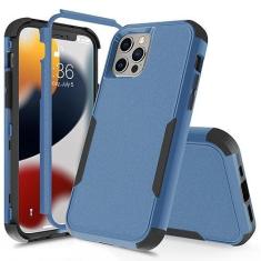 Imagem de Capa de 3 camadas para iPhone 15 14 13 12 11 Pro Max Mini XR XS Max 8 7 15Plus SE 2020 Luxury Armor Soft Bumpers Capa dura, azul preto, para iPhone XR