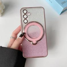 Imagem de Para samsung galaxy s24 s23 s22 plus ultra a54 a34 s20 fe caso glitter papel jam chapeamento ímã macio carga suporte capa, rosa, para galaxy a14