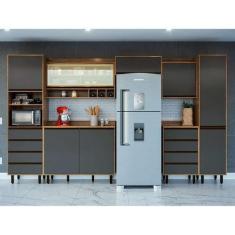 Imagem de Cozinha Compacta Confort 8 Pt 8 Gv Cinamomo E Grafite - Batrol