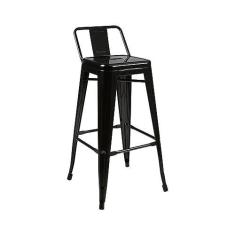 Imagem de Banqueta Alta com Encosto Industrial em Aço Berlim Fratini Preto