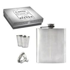 Imagem de Kit Cantil 200M Inox 2 Copos 1 Funil Porta Bebida De Bolso