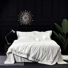 Imagem de JLXZHOME Jogo de cama 100% seda conjunto de roupa de cama King Queen capa de edredom com fronha, , completo 200 x 230 cm