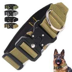 Imagem de Coleira tática para cães com alça, fita de fixação de nylon ajustável para cães de estimação de médio a grande porte ou treinamento de cães militares - fivela de encaixe de liga de liberação rápida
