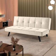 Imagem de Sofa Cama Atlanta 2 Lugares 177cm Pe Talento Móveis Veludo Paris Bege Claro
