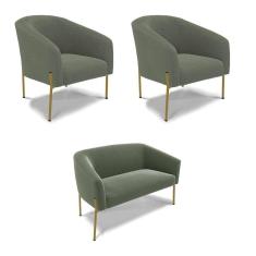 Imagem de Namoradeira E 2 Poltronas Pé Ferro Dourado Stella Bouclê D03 - D`rossi Cor Menta