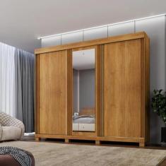 Imagem de Guarda Roupa Casal Siena 03 Portas Flex Detalhe Ripado Com Espelho - B
