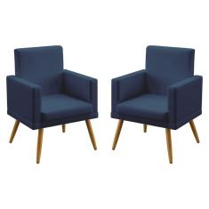 Imagem de Kit 2 Poltronas Nina Com Rodapé Sued  Marinho Aradecor