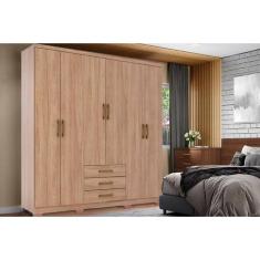 Imagem de Guarda Roupa 6 Portas E 3 Gavetas Caju Da136 Jequitibá Brilho - Henn