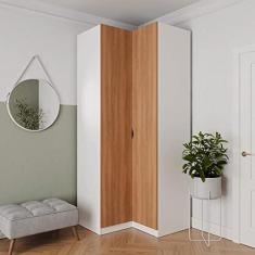 Imagem de Guarda Roupa de Canto Reto Modular 3 Prateleiras 2 Gavetas Hera Cabecasa Madeiramadeira Branco Geada/louro