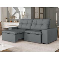 Imagem de Sofá para Sala de Estar Retrátil e Reclinável Damasco Cinza