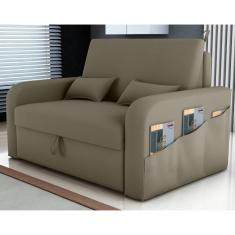 Imagem de Sofá Cama 2 Lugares Com Baú Hiram Veludo Cappuccino