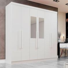 Imagem de Guarda-roupa Casal 6 Portas Espelho 2 Gavetas Recife Sallêto Branco