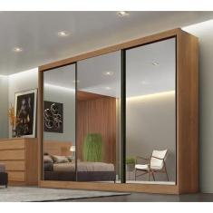 Imagem de Guarda Roupa Casal Diamond 3 Portas Espelhadas 8 Gavetas - Cumaru - Móveis Novo Horizonte