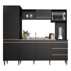 Imagem de Armário de Cozinha Compacta 215x203Cm MDP Preto 0318 MENU