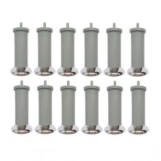 Imagem de Kit 12 Pés Cama Box Queen Ou King Varian Cinza c- Base Metalizada 13cm Altura Baú