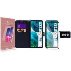 Imagem de Capa Carteira + Vidro 3d + Pel Camera Compativel Moto G52 XT2221 6.6 -
