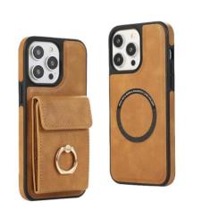 Imagem de Carteira magnética destacável 2 em 1 com porta-cartão capa de telefone para iPhone 15 14 Plus 13 12 Pro Max capa de couro, marrom, para iPhone 15 Pro