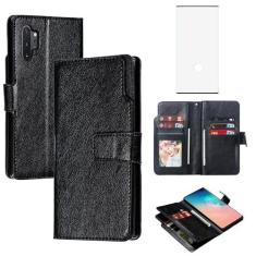 Imagem de Asuwish Capa de telefone para Samsung Galaxy Note 10 Plus Note10+ 5G Capa carteira com protetor de tela de vidro temperado flip suporte para cartão de crédito com suporte para celular Note10 + Notas