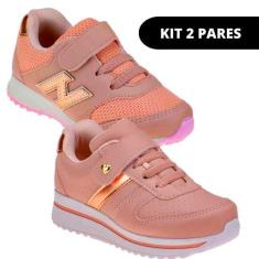 Imagem de Kit 2 Pares Tênis Escolar Infantil de Menina - Club Happy, 33, Única