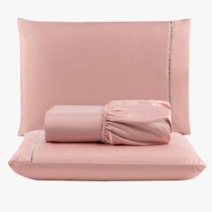 Imagem de Jogo De Lençol Peletizado 400 Fios Casal 3 Peças - Casa - Hotel - Pousada - Salmão