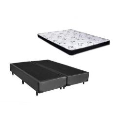 Imagem de Cama Box Queen Colchão Mola Ensacada Belos Sonhos + Box Sintético 67x158x198 Cinza