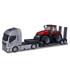 Imagem de Brinquedo Trator Coleção Magnum 340 Caminhão Plataforma Iveco Hi Way Case Agriculture Cinza