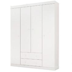 Imagem de Guarda Roupa Roupeiro Flat Mel Infantil para Quarto 100% 4 Portas Branco