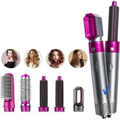 Imagem de Escova Secadora Ar Quente Profissional Alisa Modela Cabelo 5 em 1 Penteado Feminino Elétrico Multifuncional