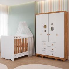 Imagem de Quarto Bebê Completo Berço Americano Ben 3 em 1 Guarda Roupas 4 Portas