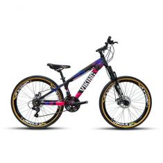 Imagem de Bicicleta Vikingx Tuff Aro 26 Vmaxx Freio A Disco Mec Cambios Shimanos 21v Preto Rosa