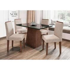 Imagem de Conjunto Mesa de Jantar Jasmin 1,20m Com 4 Cadeiras Ana New Ceval