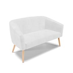 Imagem de Namoradeira 02 Lugares Stella Corano Branco Pés Palito Natural - D'Rossi