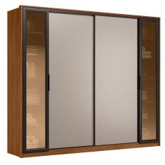 Imagem de Guarda Roupa Casal Laredo Nogueira Nude Prime Tx Flex Com Vidro Reflecta Demóbile