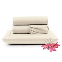 Imagem de Jogo De Lençol Primor Solteiro 3 Peças Percal 400 Fios Ponto Palito - Palha