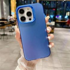 Imagem de Luxo fosco doce cor caso de telefone para iphone 14 13 12 11 pro max xs x xr 8 7 plus se lente proteção capa macia, azul, para iphone 14