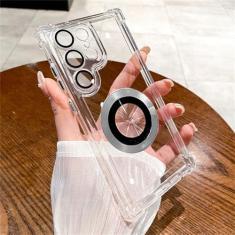 Imagem de Capa de telefone transparente magnética revestida para Samsung Galaxy S24 Ultra S23 Fe S22 Plus Capa de silicone transparente à prova de choque, transparente, para Galaxy S23FE