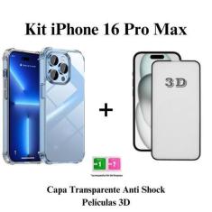 Imagem de Kit Capa Transparente Anti Impacto + Película De Vidro 3D Iphone 16 / 
