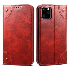 Imagem de Carteira flip capa de couro para iphone 15 14 13 12 11 pro x xs max xr 7 8 plus livro magnético flip telefone capa saco, vermelho, para iphone 14 promax