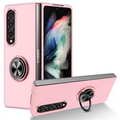 Imagem de Para Samsung Galaxy Z Fold 5 4 Capa à prova de choque com armadura magnética com suporte e suporte traseiro Capa para Galaxy Z Fold 3 1 2 5G, rosa, para Galaxy Z Fold 3