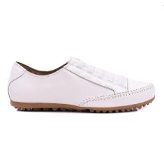 Imagem de Tênis Feminino Mocatênis Branco Elástico Izabela Araújo Couro Legítimo-Feminino