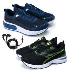 Imagem de Kit 2 Tênis Masculino Fitness Esporte + Fone de Ouvido Fio - Vorax, 43