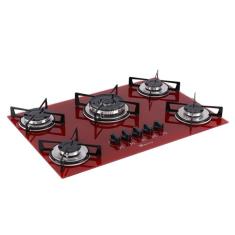 Imagem de Cooktop a Gás Bivolt 5 Bocas Vidro Vermelho Fischer